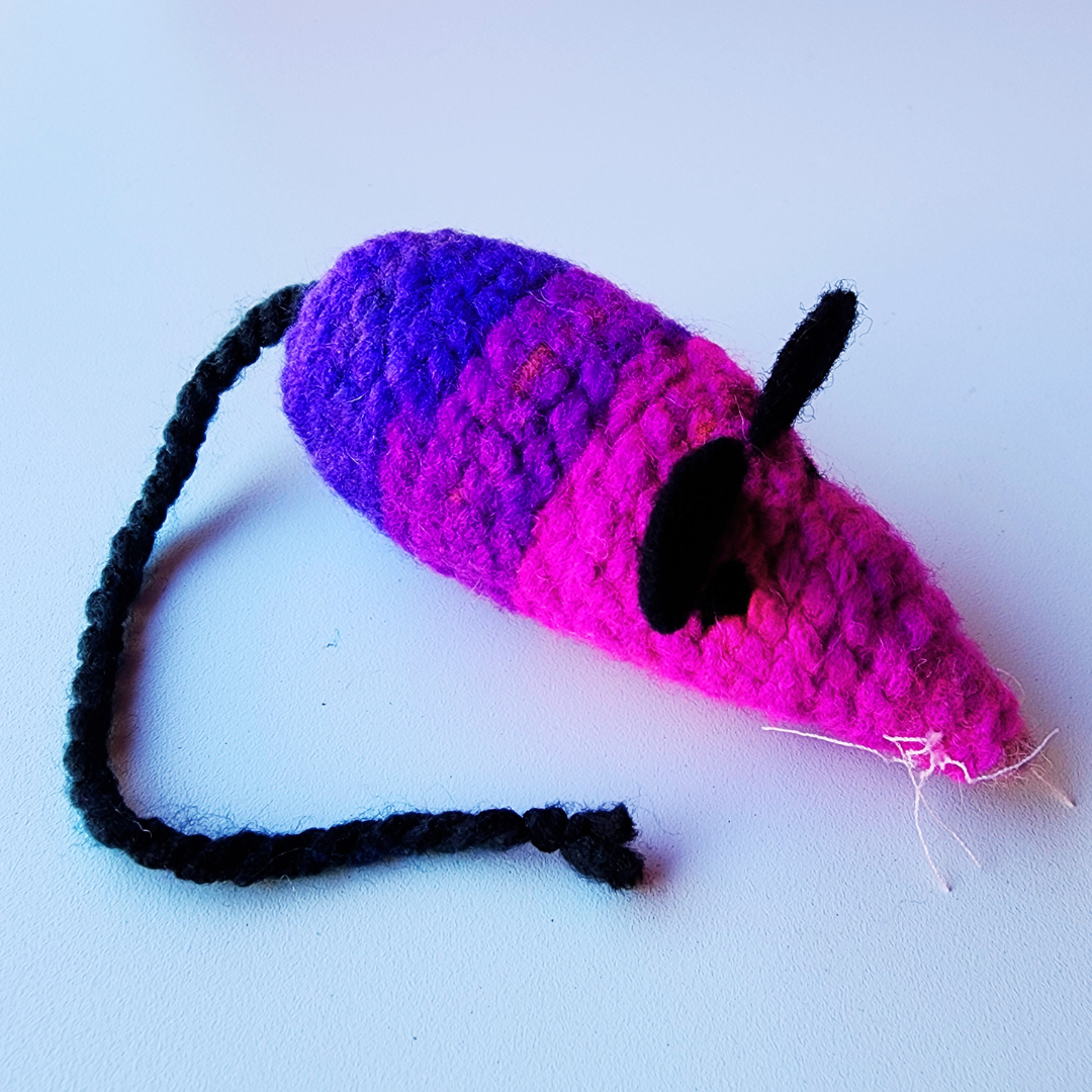 Handmade Catnip Mouse Cat Toy, Durable Wool & Acrylic