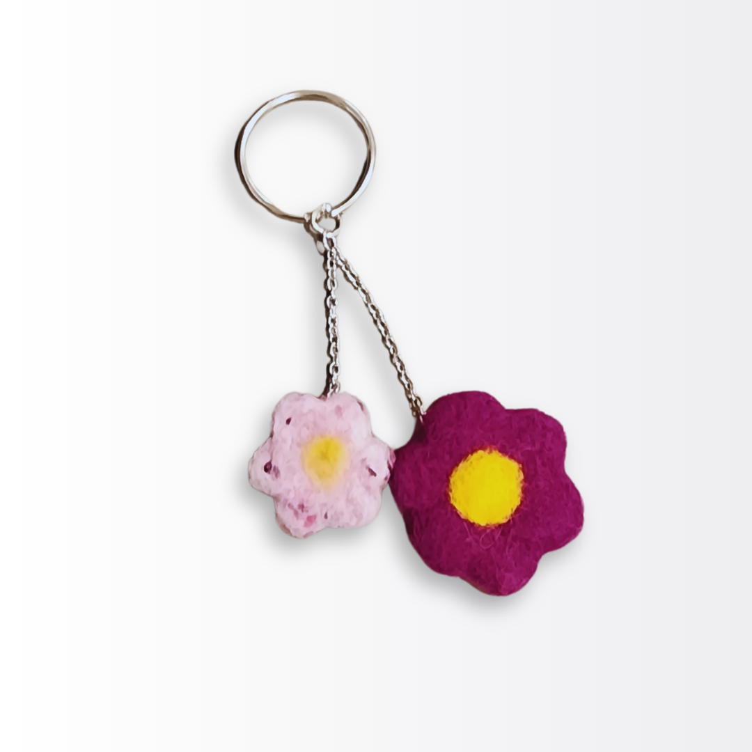 Handmade Wool Daisy Flower Keychain & Bag Charm