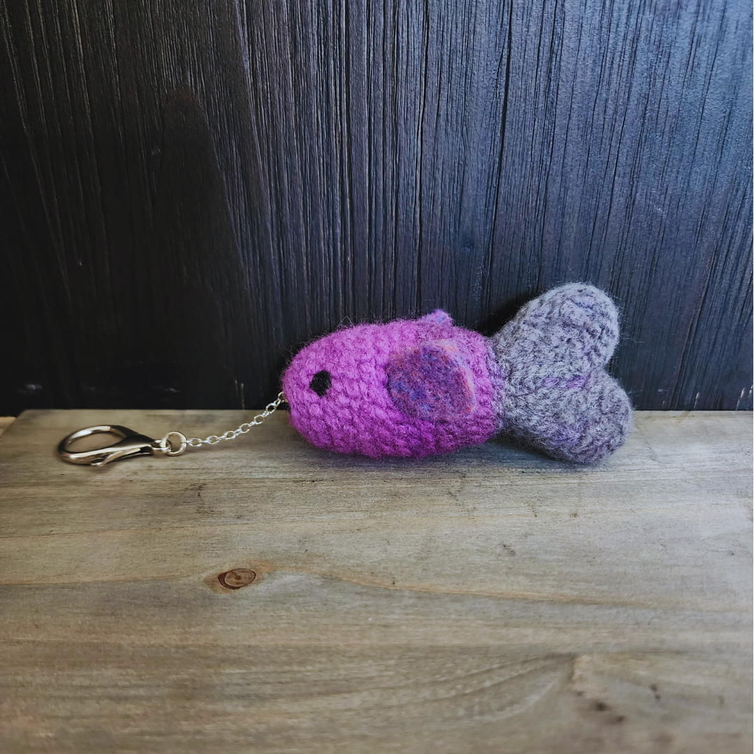 Handmade Wool & Acrylic Fish Bag Charm & Keychain