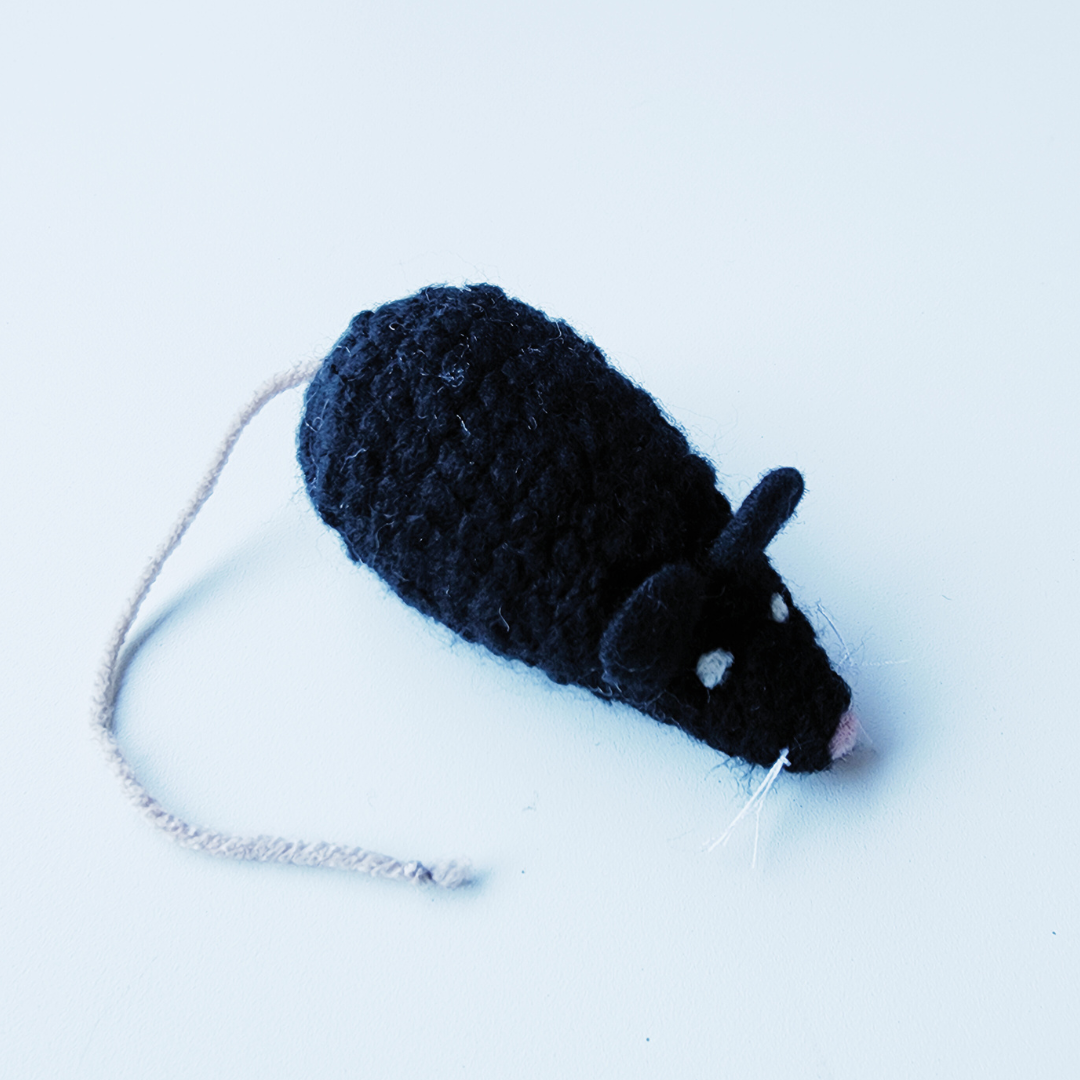 Handmade Catnip Mouse Cat Toy, Durable Wool & Acrylic