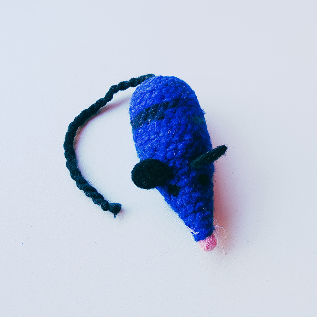 Handmade Catnip Mouse Cat Toy, Durable Wool & Acrylic