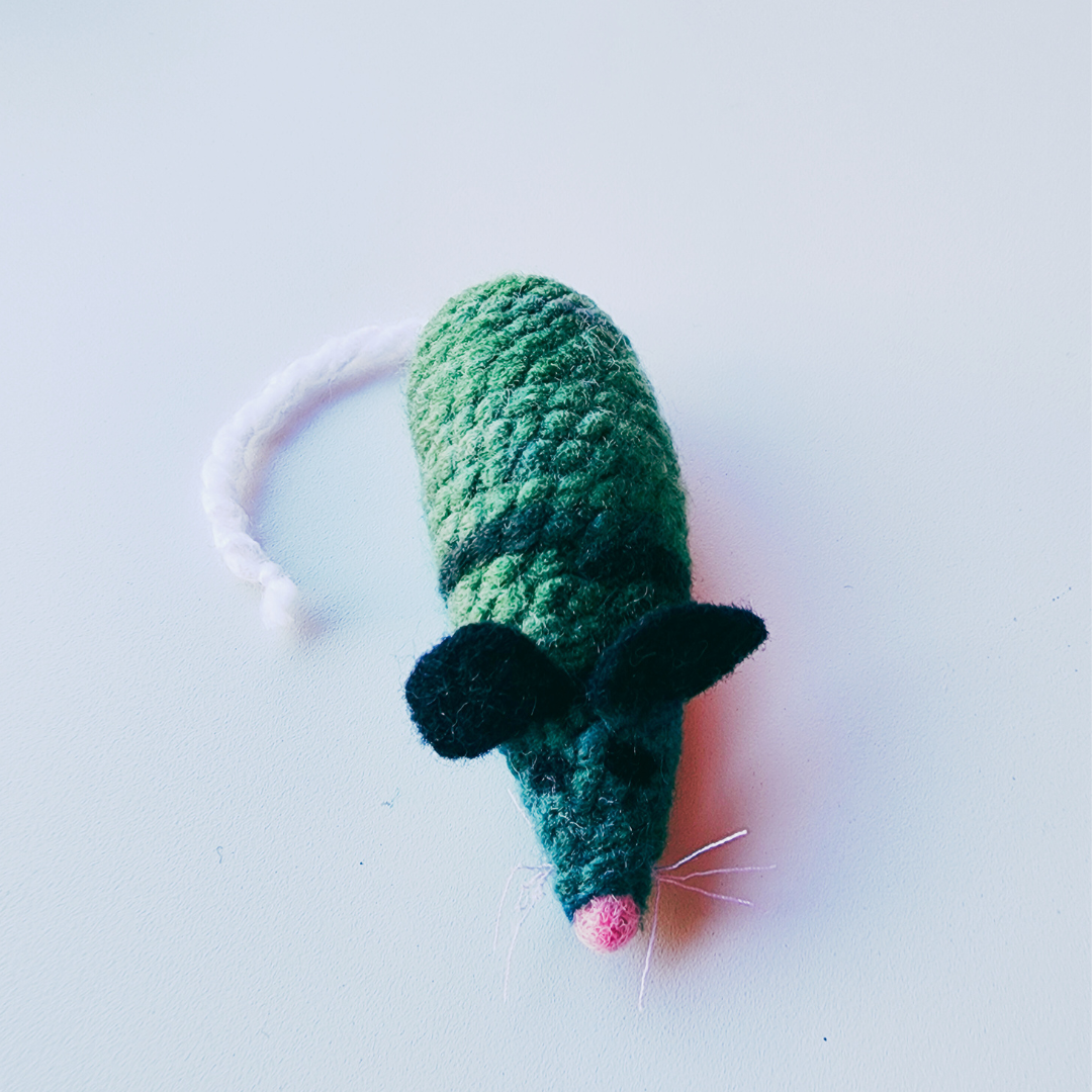 Handmade Catnip Mouse Cat Toy, Durable Wool & Acrylic