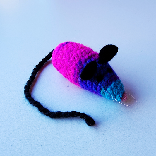 Handmade Catnip Mouse Cat Toy, Durable Wool & Acrylic