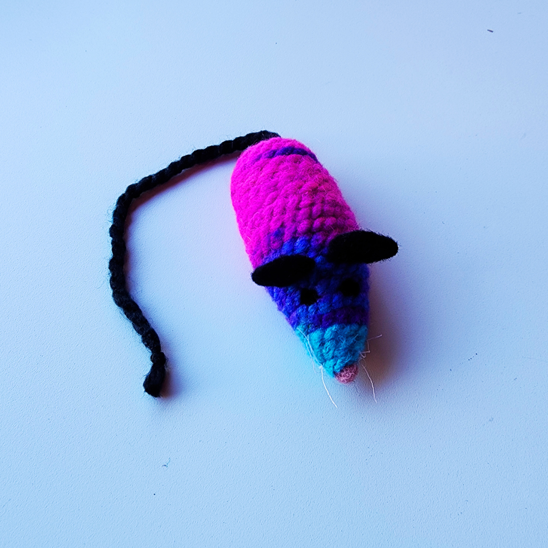 Handmade Catnip Mouse Cat Toy, Durable Wool & Acrylic