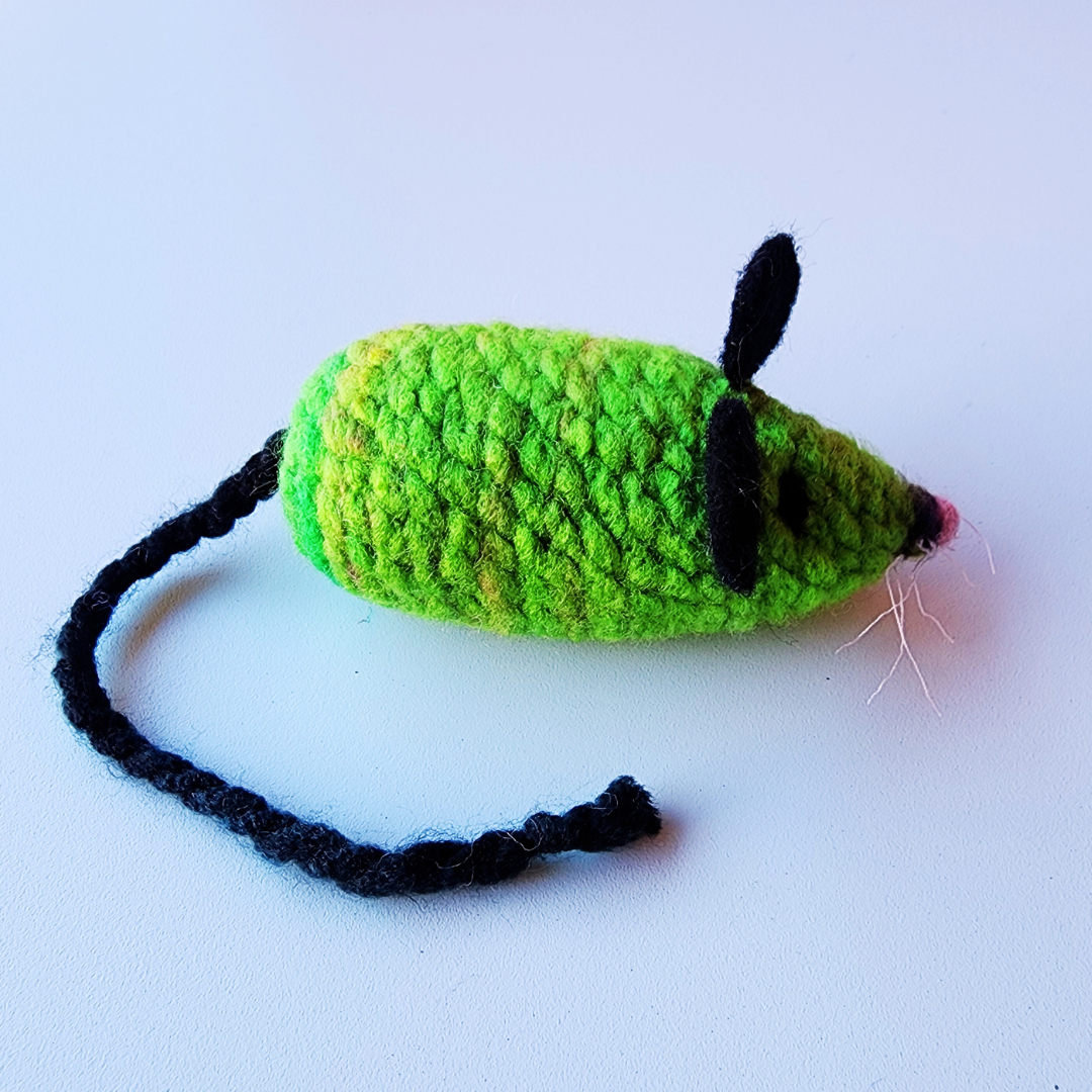Handmade Catnip Mouse Cat Toy, Durable Wool & Acrylic