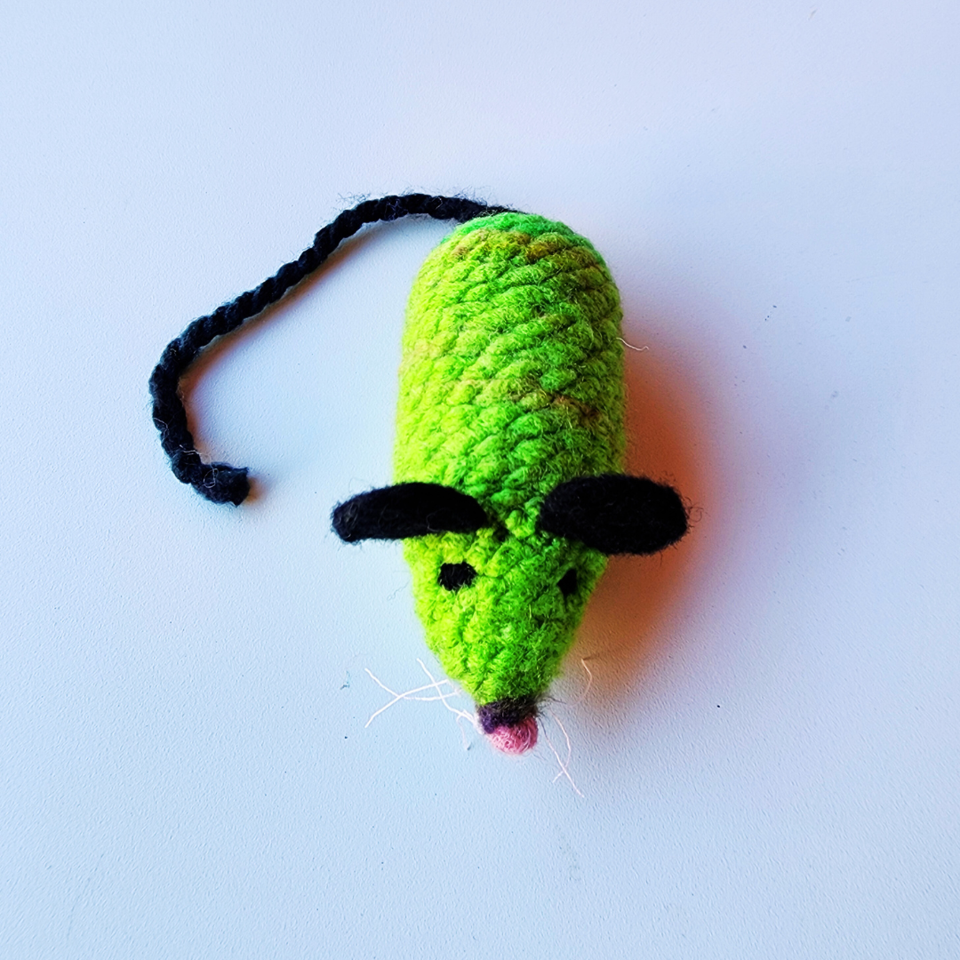 Handmade Catnip Mouse Cat Toy, Durable Wool & Acrylic