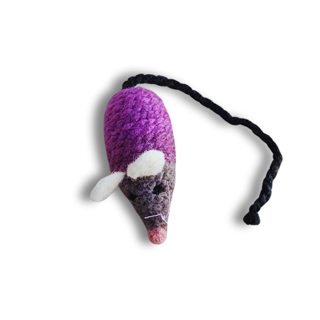 Handmade Catnip Mouse Cat Toy, Durable Wool & Acrylic