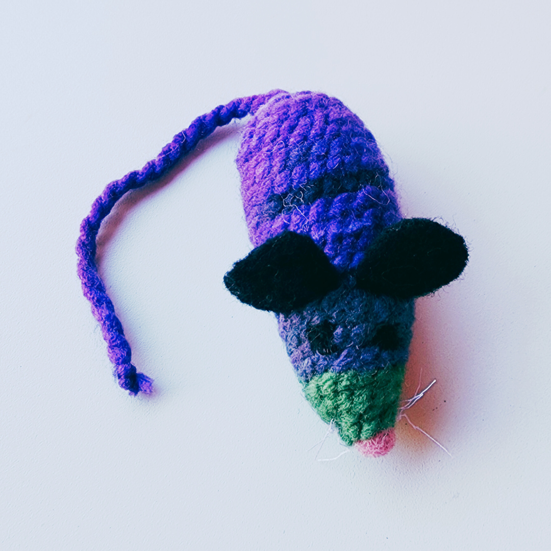 Handmade Catnip Mouse Cat Toy, Durable Wool & Acrylic