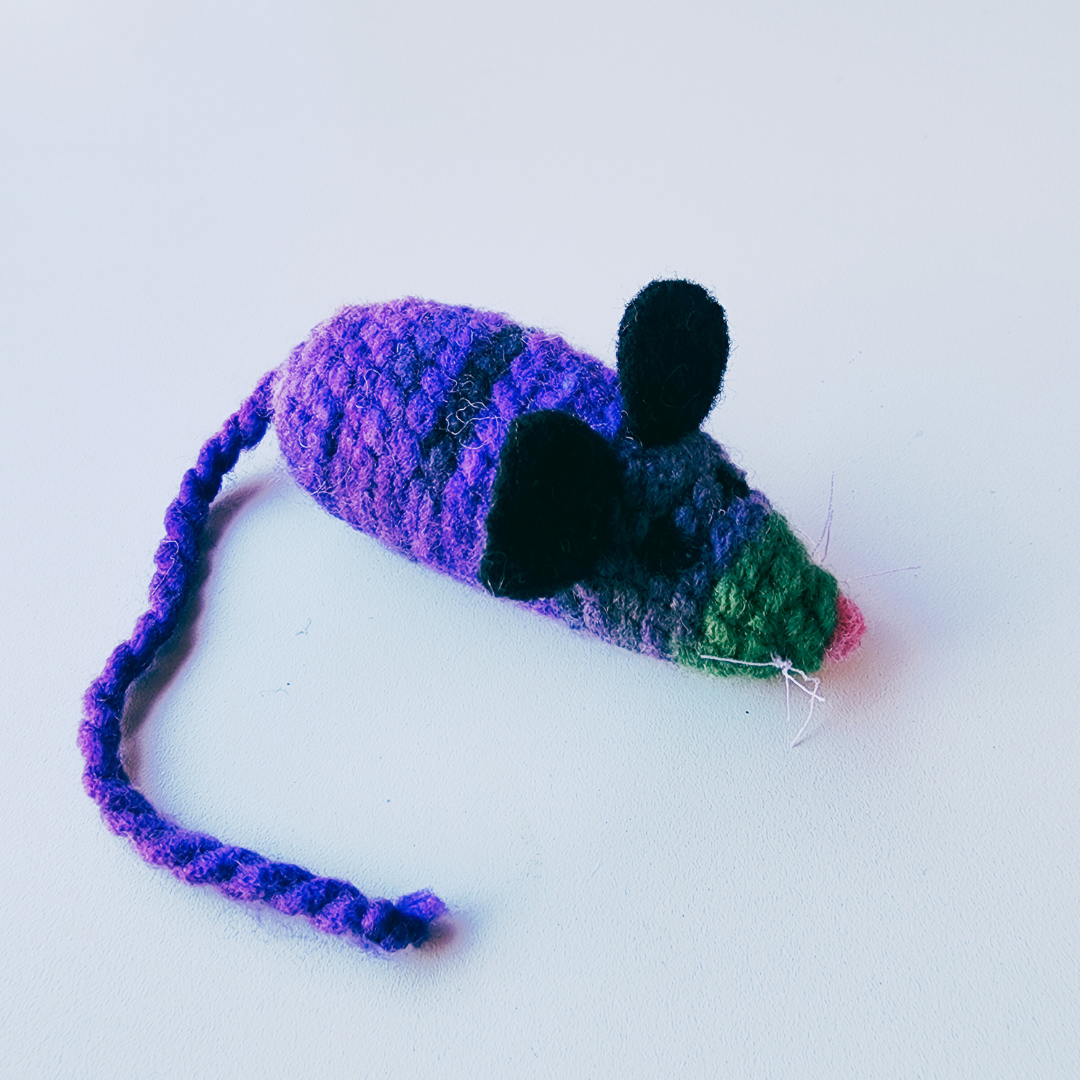 Handmade Catnip Mouse Cat Toy, Durable Wool & Acrylic