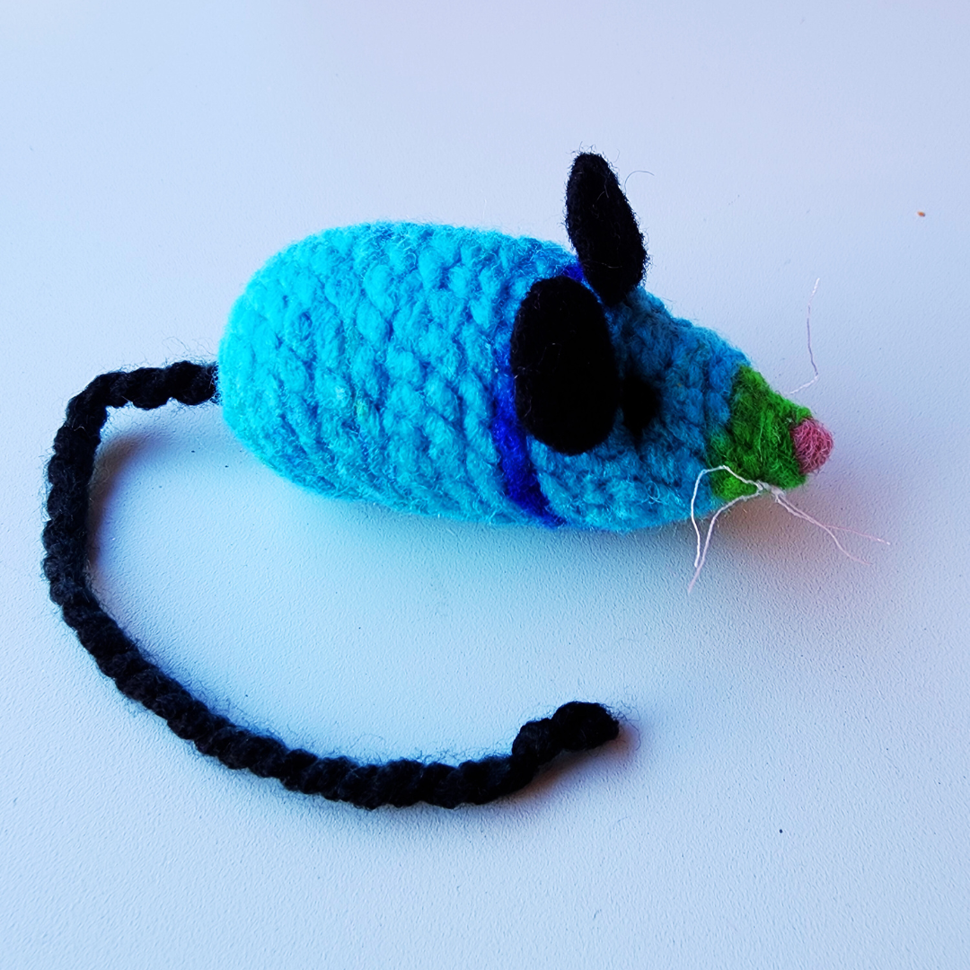 Handmade Catnip Mouse Cat Toy, Durable Wool & Acrylic
