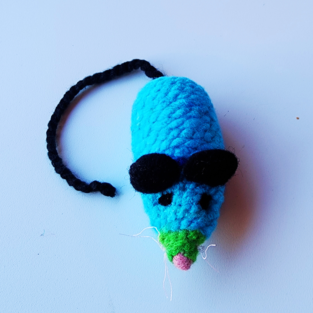 Handmade Catnip Mouse Cat Toy, Durable Wool & Acrylic