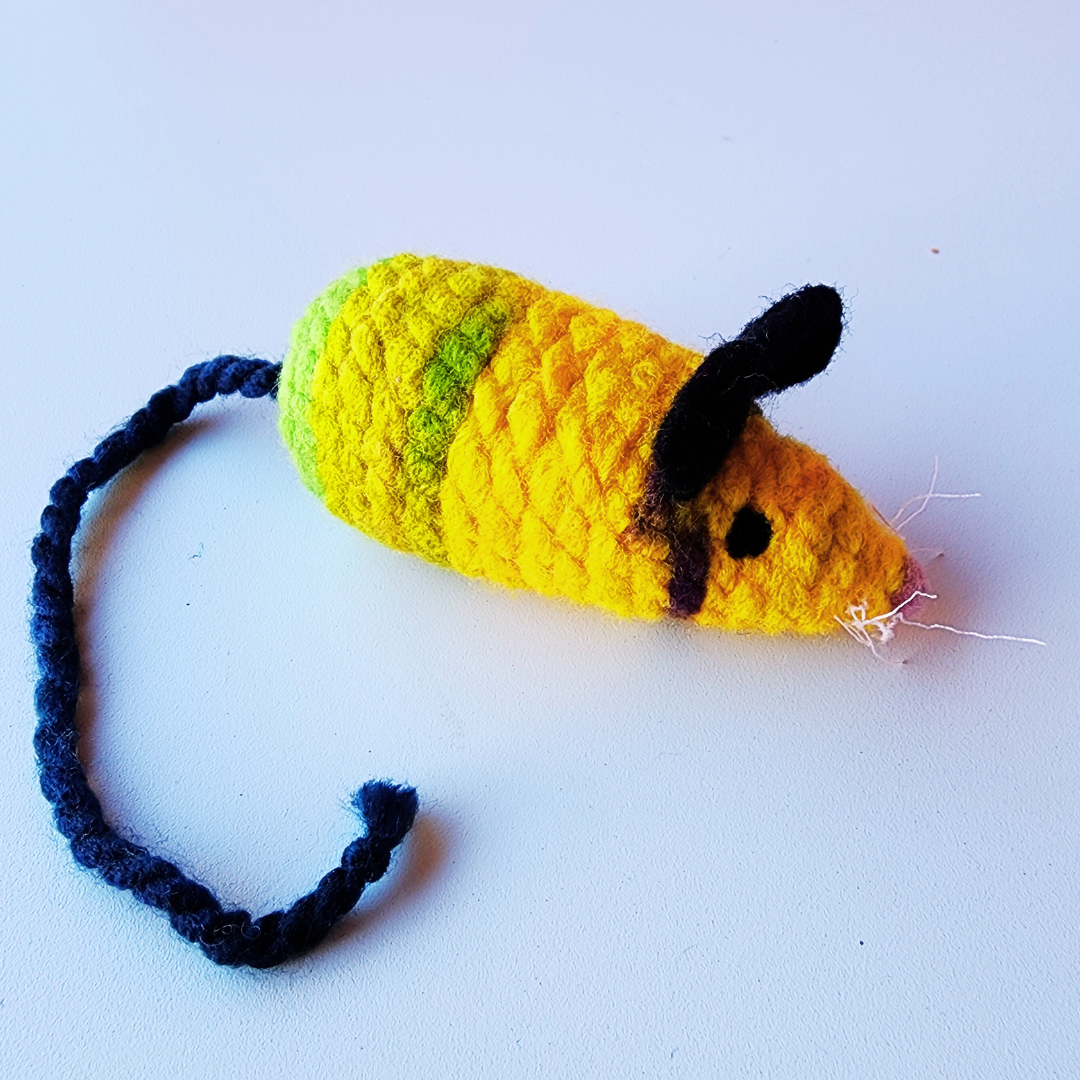 Handmade Catnip Mouse Cat Toy, Durable Wool & Acrylic