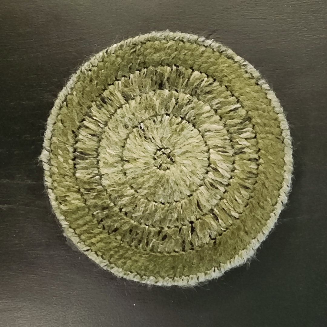 Handmade Bargello Circle Coaster Set – Cork-Backed Fiber Art Coasters