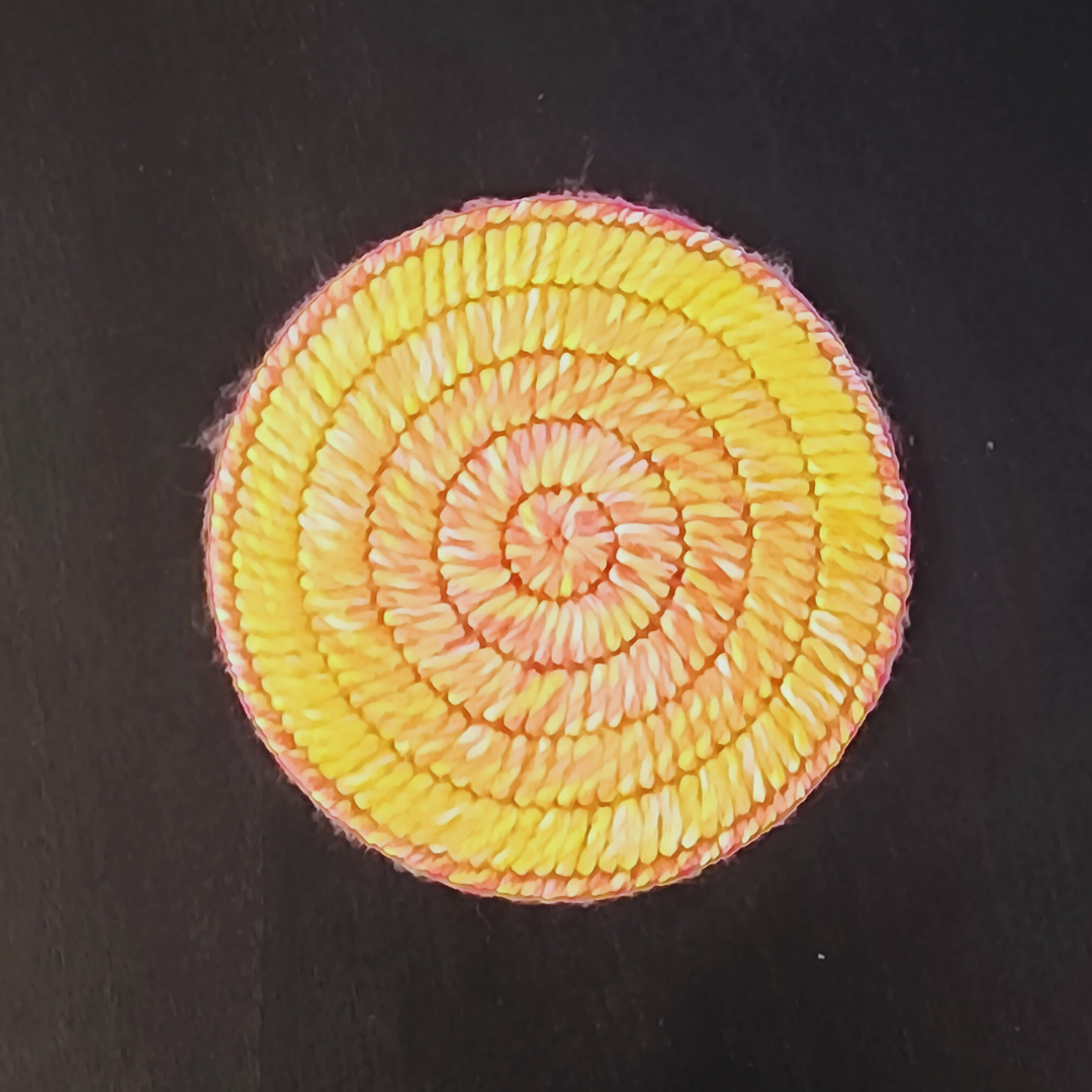 Handmade Bargello Circle Coaster Set – Cork-Backed Fiber Art Coasters