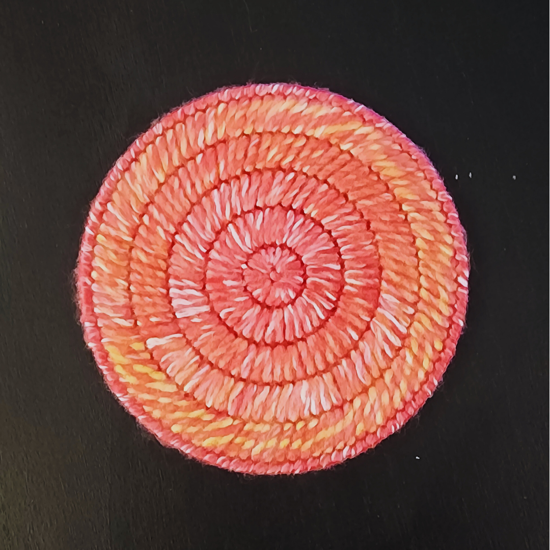 Handmade Bargello Circle Coaster Set – Cork-Backed Fiber Art Coasters