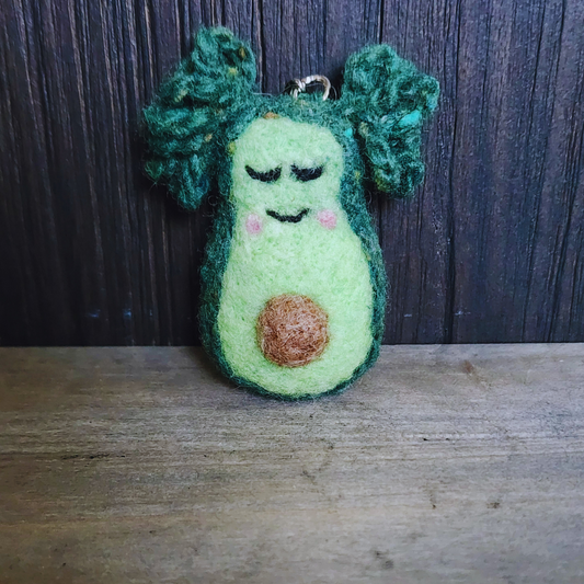Handmade Needle-Felted Baby Avocado Keychain & Bag Charm