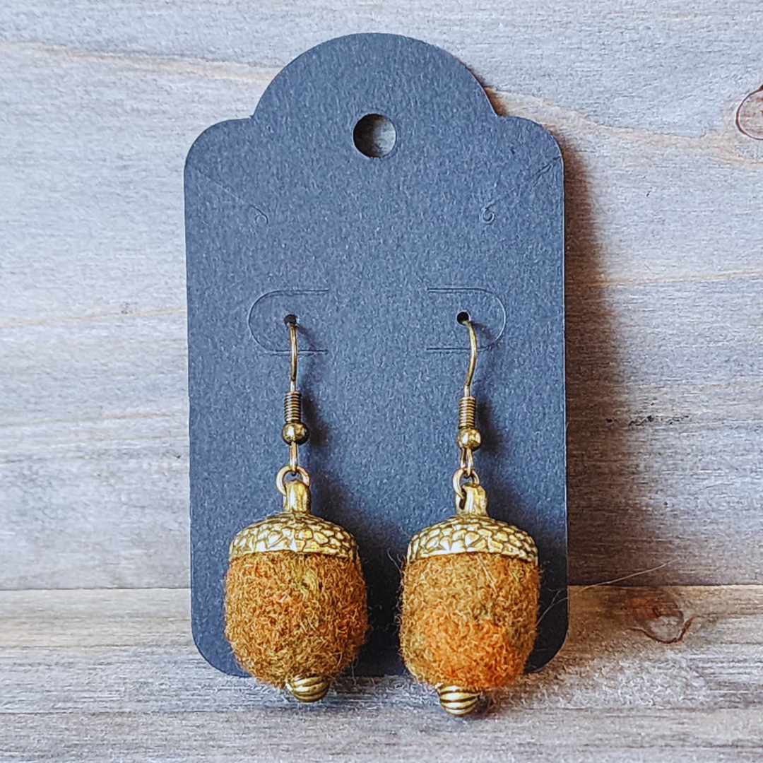 Handmade Felted Acorn Earrings - Nickel-Free