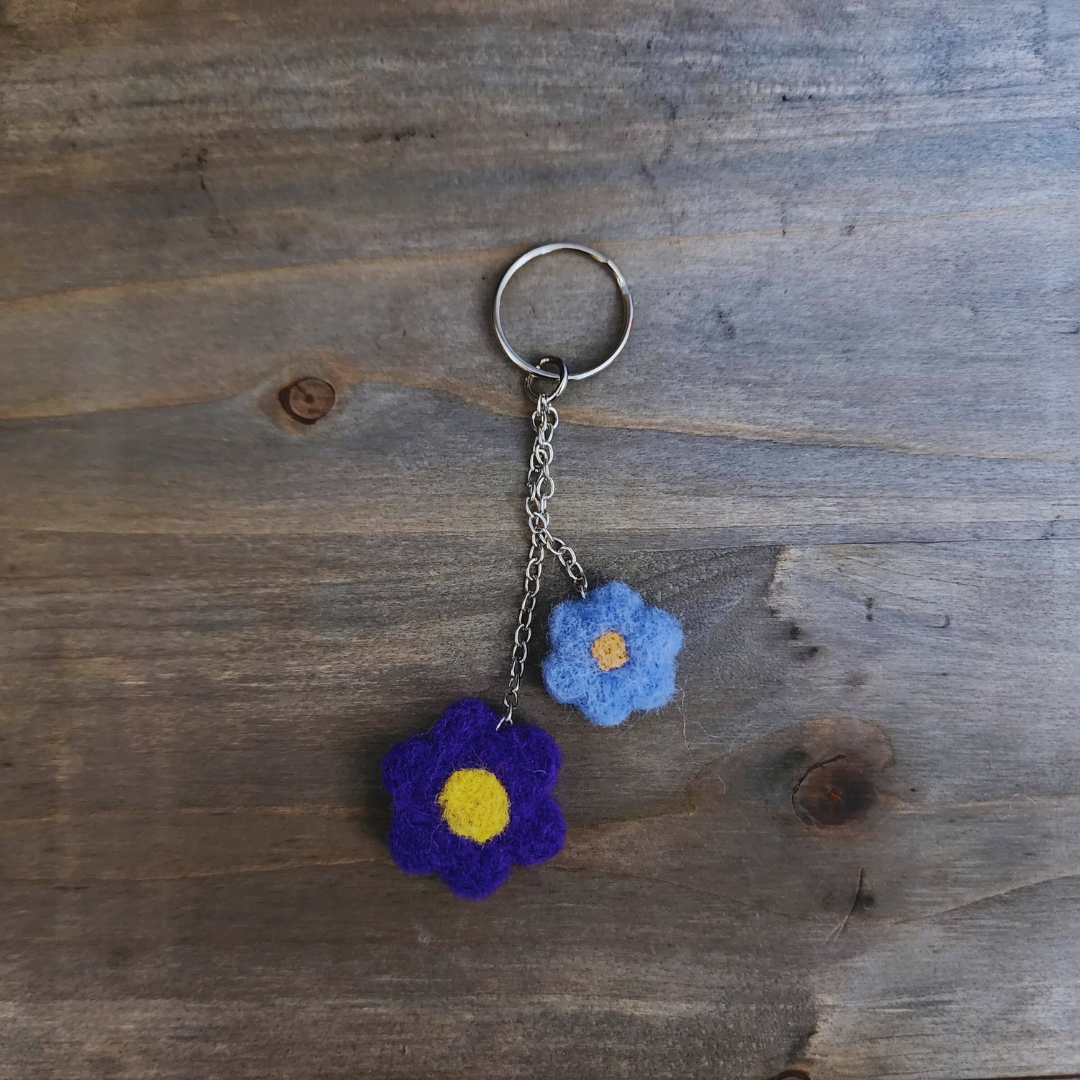 Handmade Wool Daisy Flower Keychain & Bag Charm