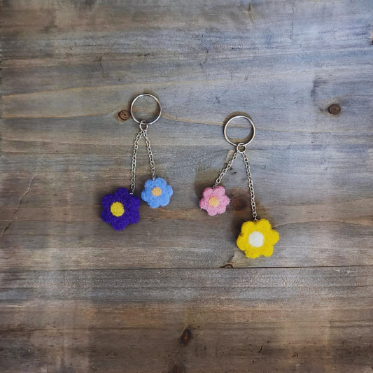 Handmade Wool Daisy Flower Keychain & Bag Charm