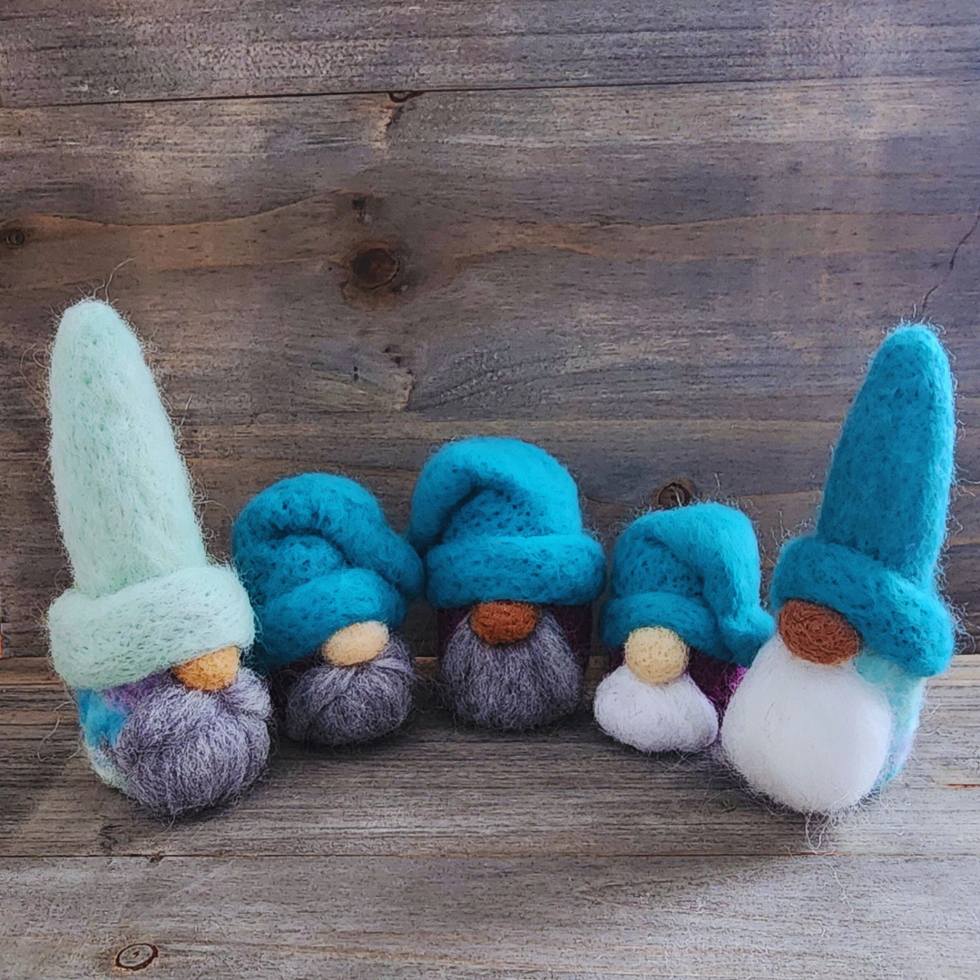 Felted Teal Hat Mini Gnome
