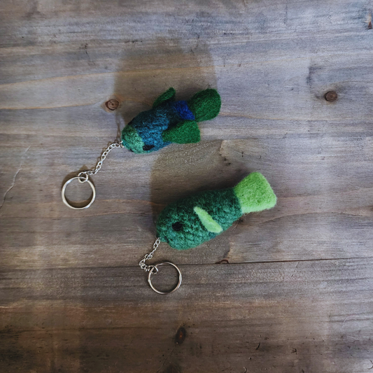 Handmade Wool & Acrylic Fish Bag Charm & Keychain