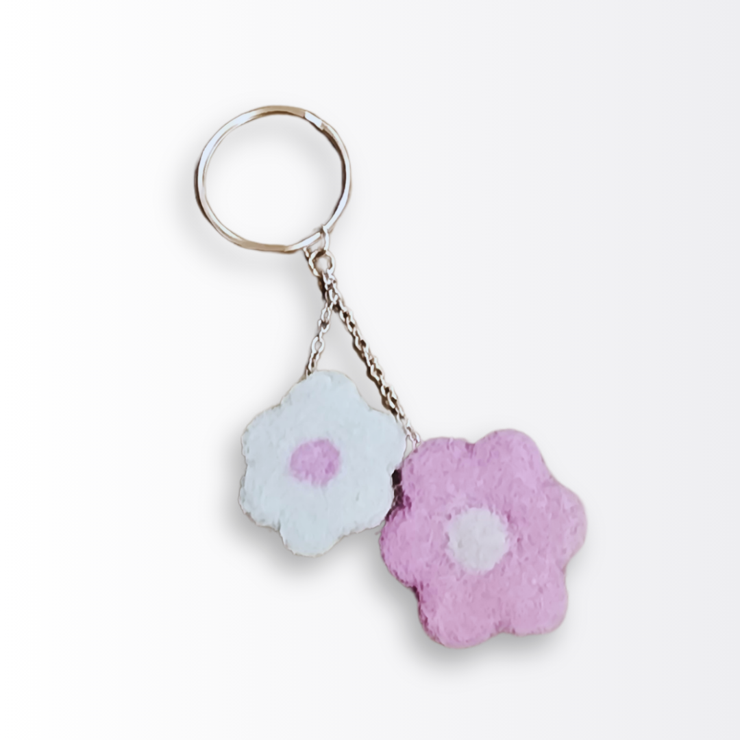 Handmade Wool Daisy Flower Keychain & Bag Charm