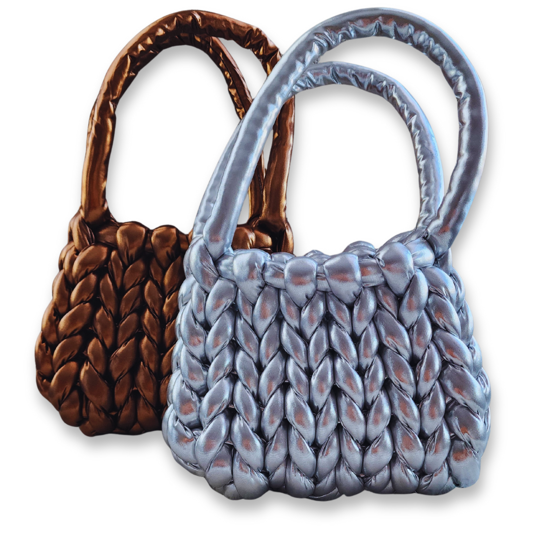 Metallic Chunky Yarn Crochet Handbags