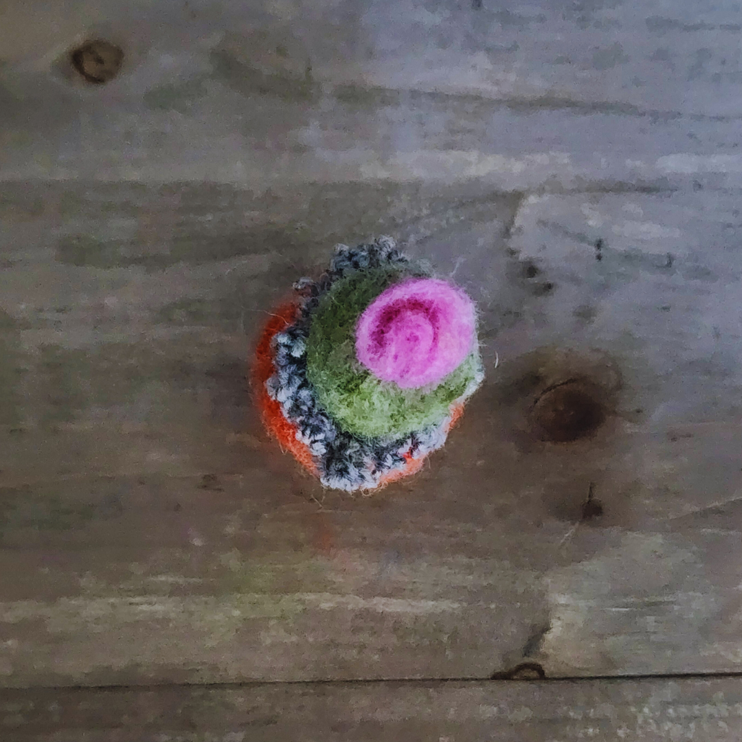 Handmade Wool Flowering Cactus Decor, No Thorns
