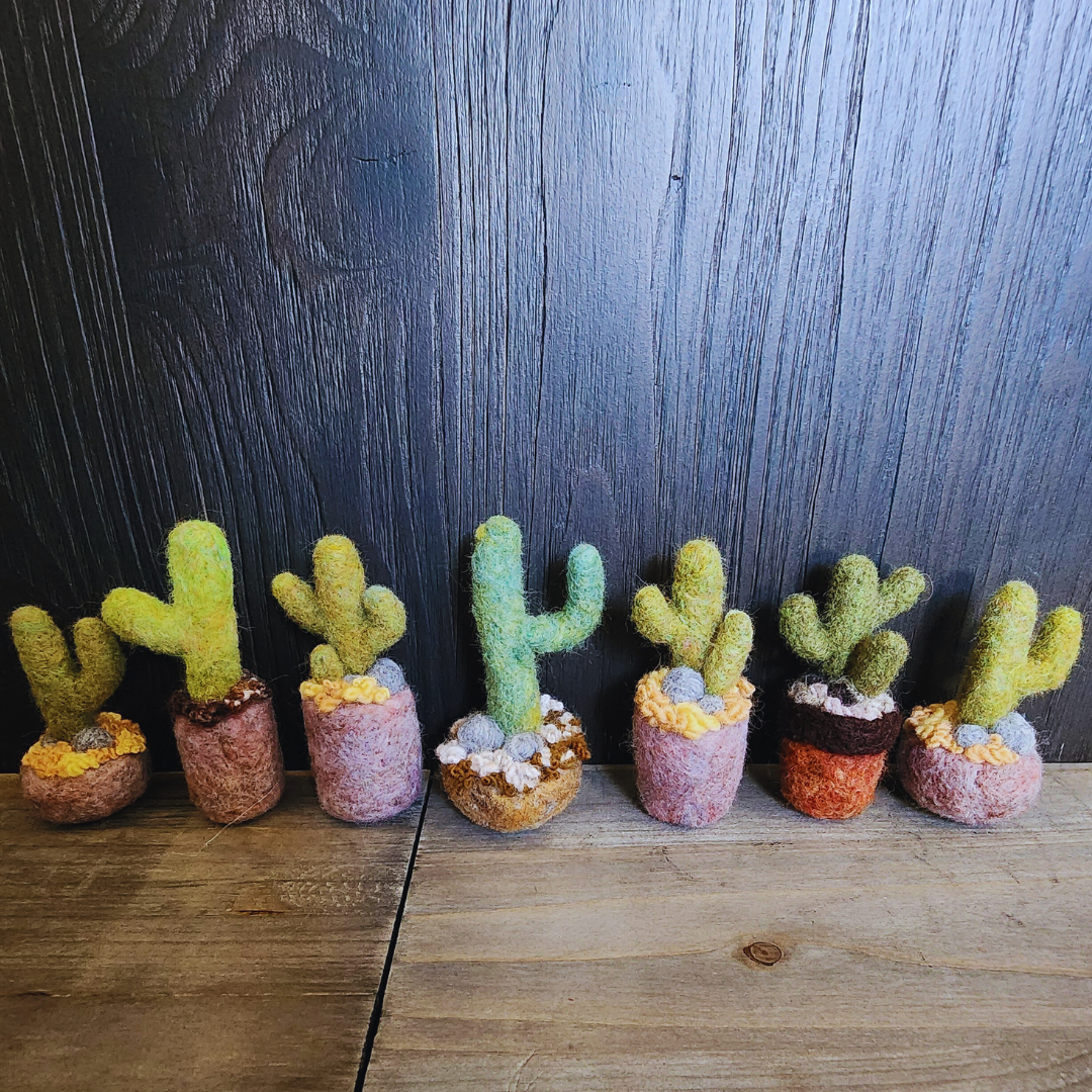 Handmade Wool Felted Mini Saguaro Cactus with Arms