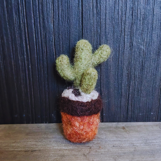 Handmade Wool Felted Mini Saguaro Cactus with Arms