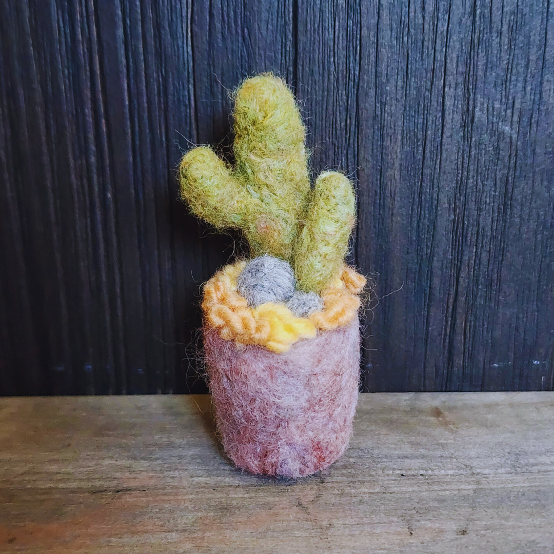 Handmade Wool Felted Mini Saguaro Cactus with Arms
