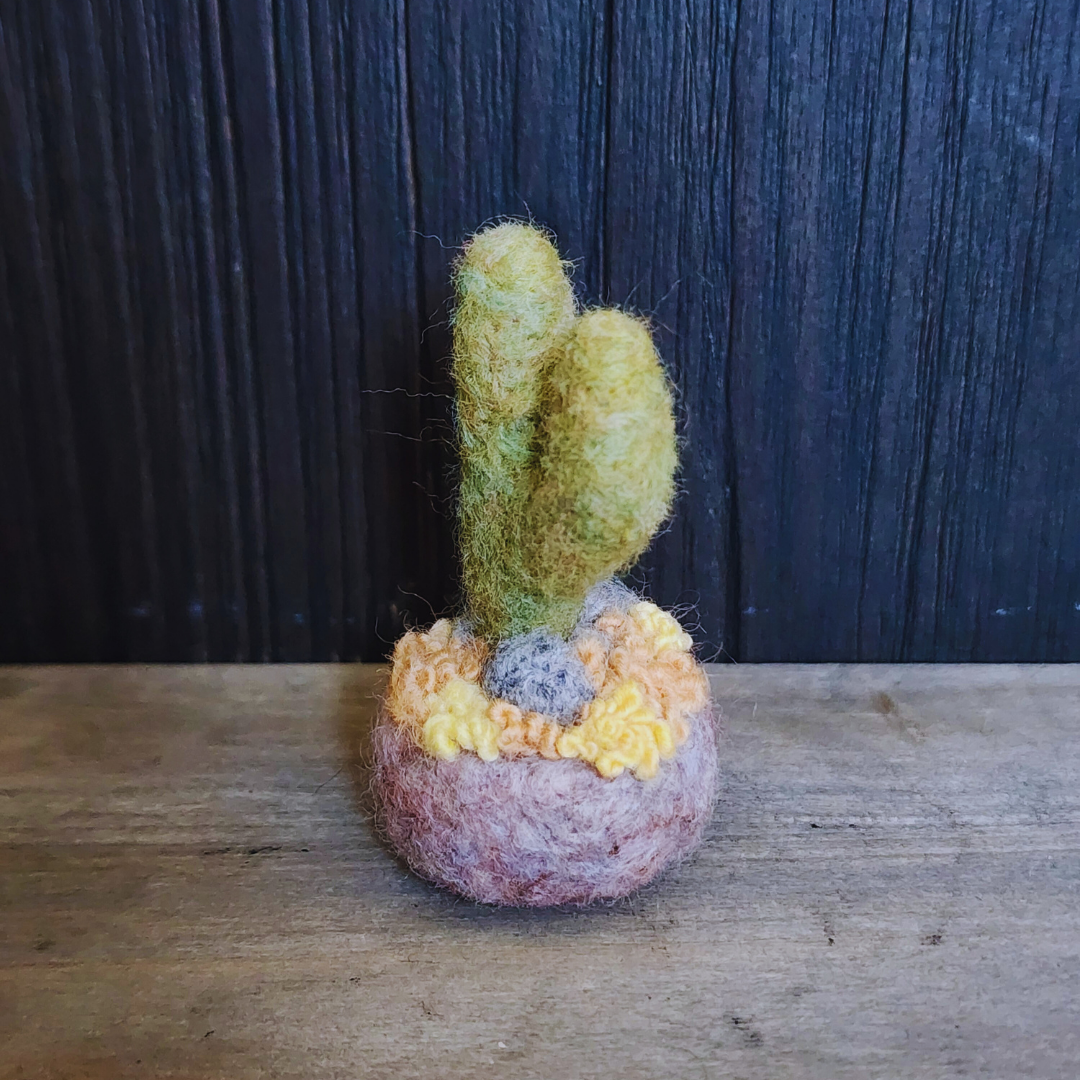 Handmade Wool Felted Mini Saguaro Cactus with Arms