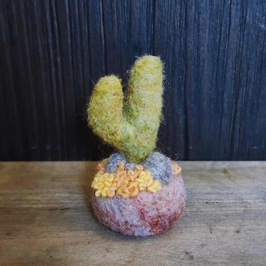 Handmade Wool Felted Mini Saguaro Cactus with Arms