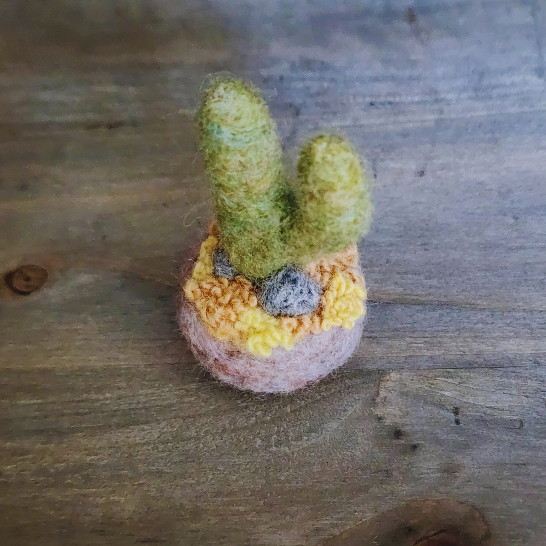 Handmade Wool Felted Mini Saguaro Cactus with Arms