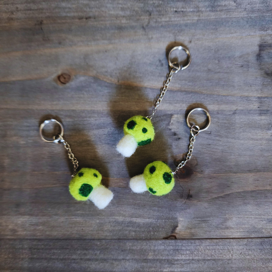 Handmade Wool Mini Mushroom Keychain & Bag Charm