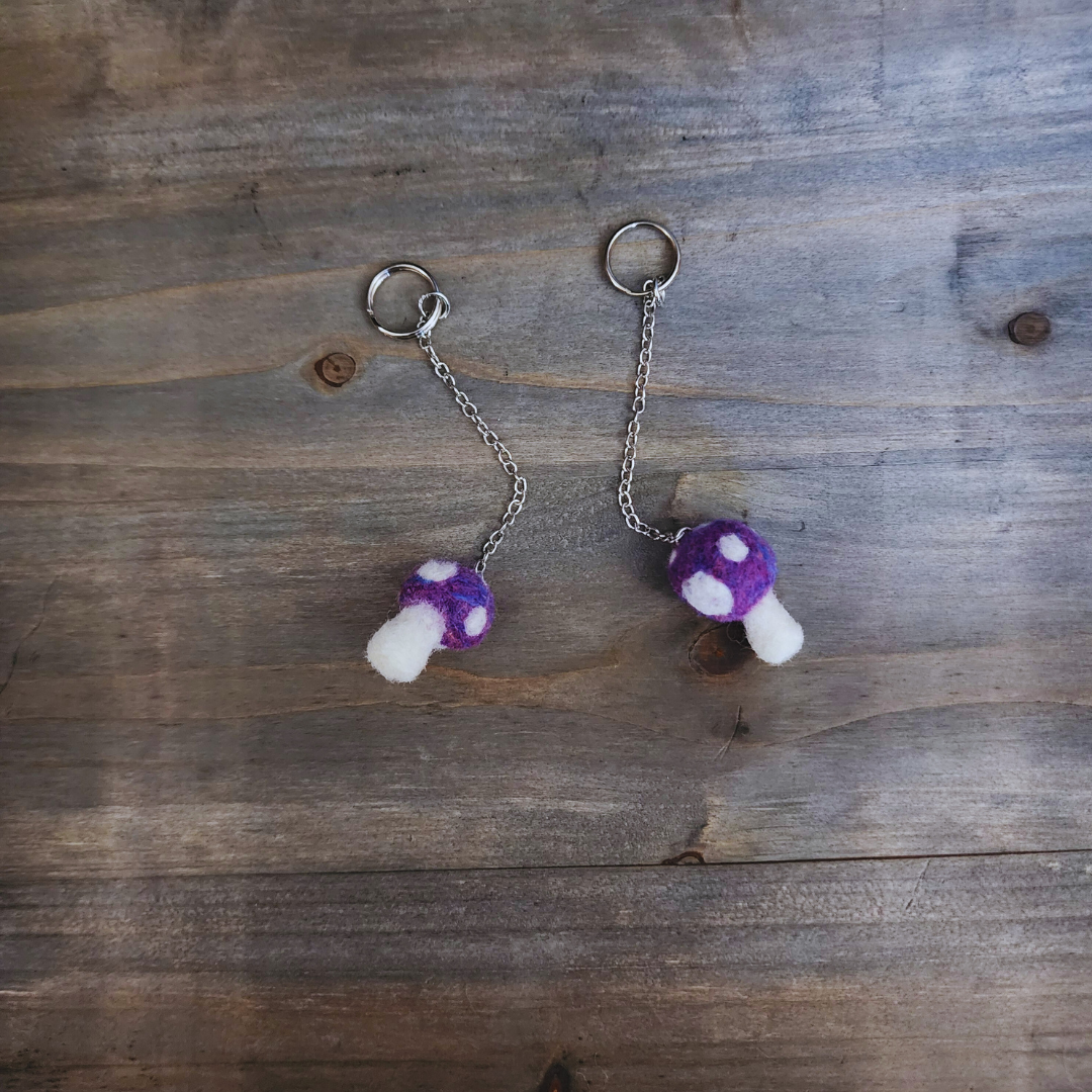 Handmade Wool Mini Mushroom Keychain & Bag Charm