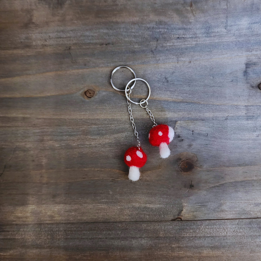 Handmade Wool Mini Mushroom Keychain & Bag Charm