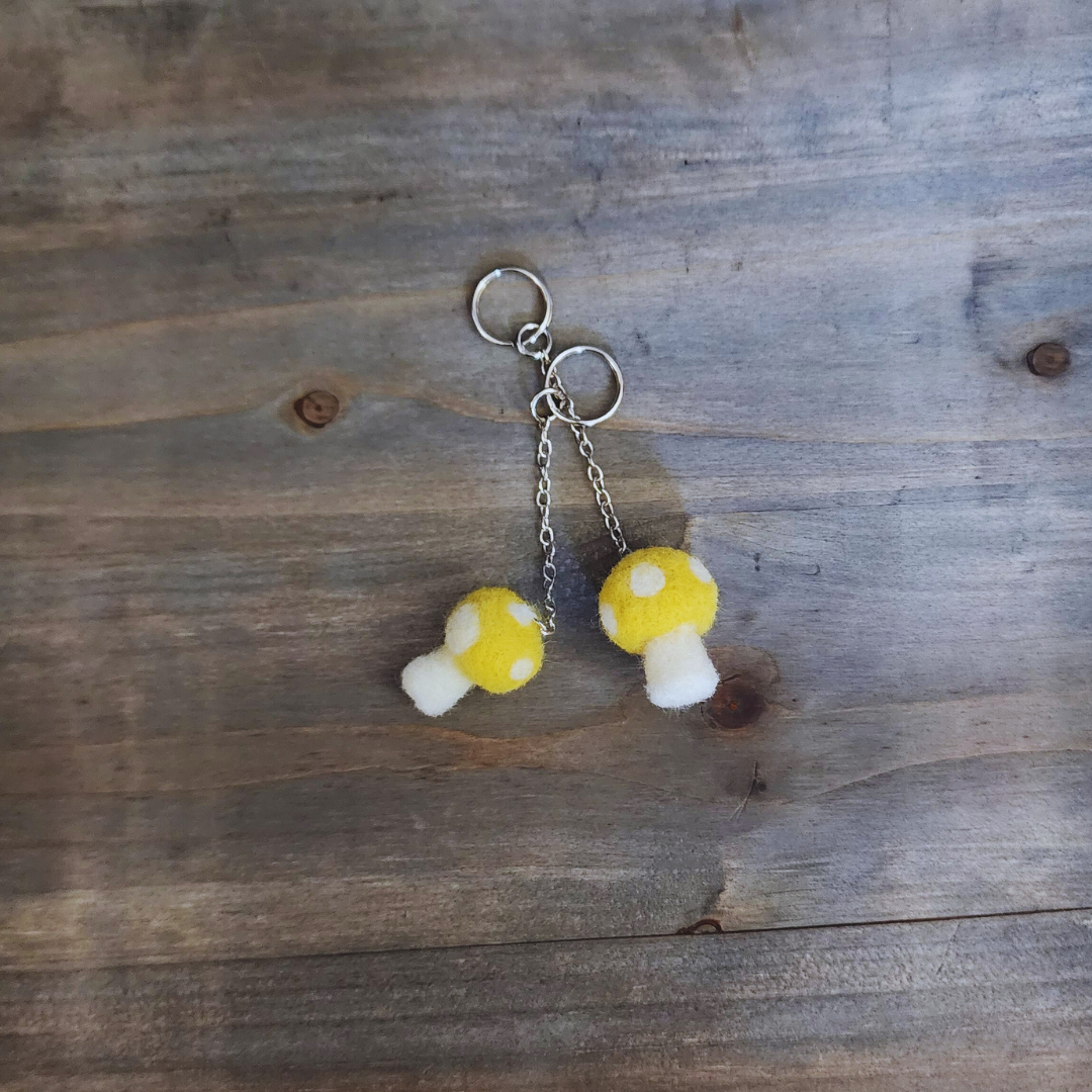 Handmade Wool Mini Mushroom Keychain & Bag Charm
