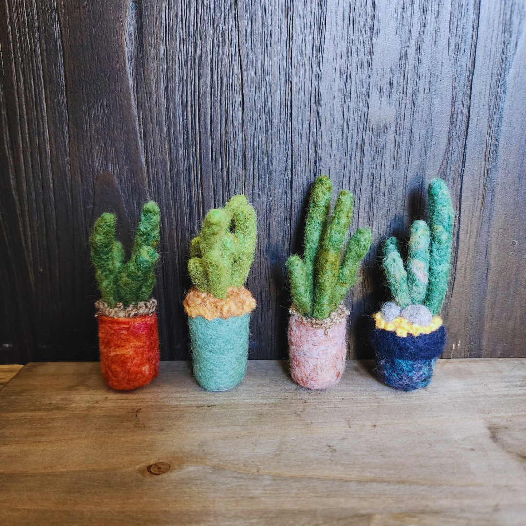 Handmade Wool Felted Mini Organ Pipe Cactus, No Thorns