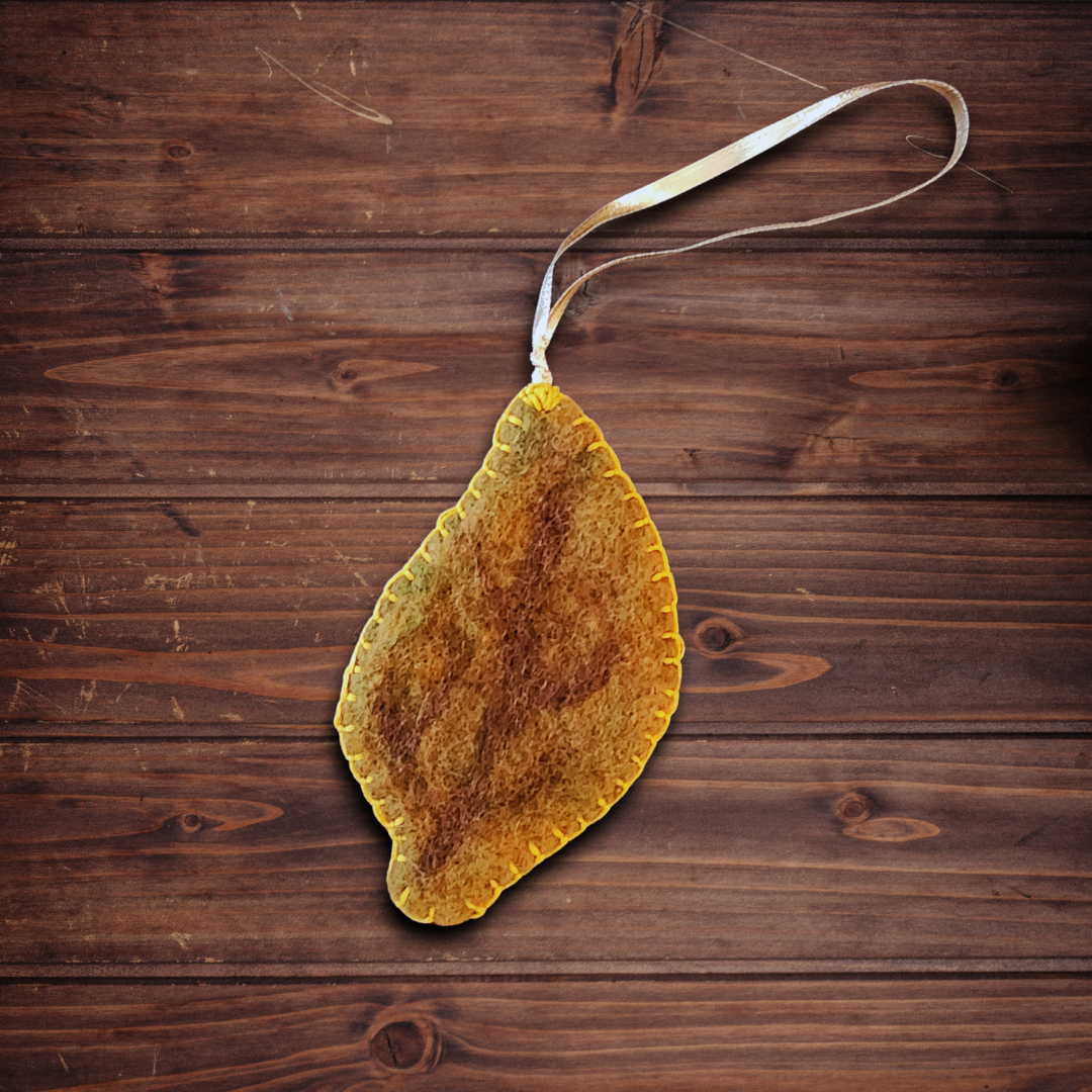 Handmade Wet Felted Autumn Leaf Ornaments - Maple, Aspen, and Oak