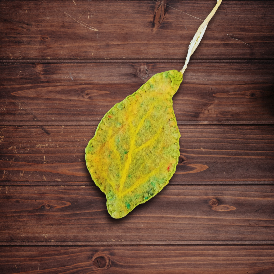 Handmade Wet Felted Autumn Leaf Ornaments - Maple, Aspen, and Oak