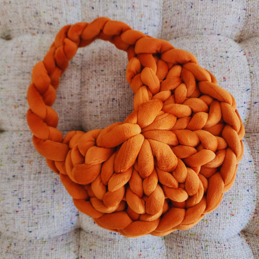 Small Orange Half Moon Velvet Chunky Yarn Crochet Bag