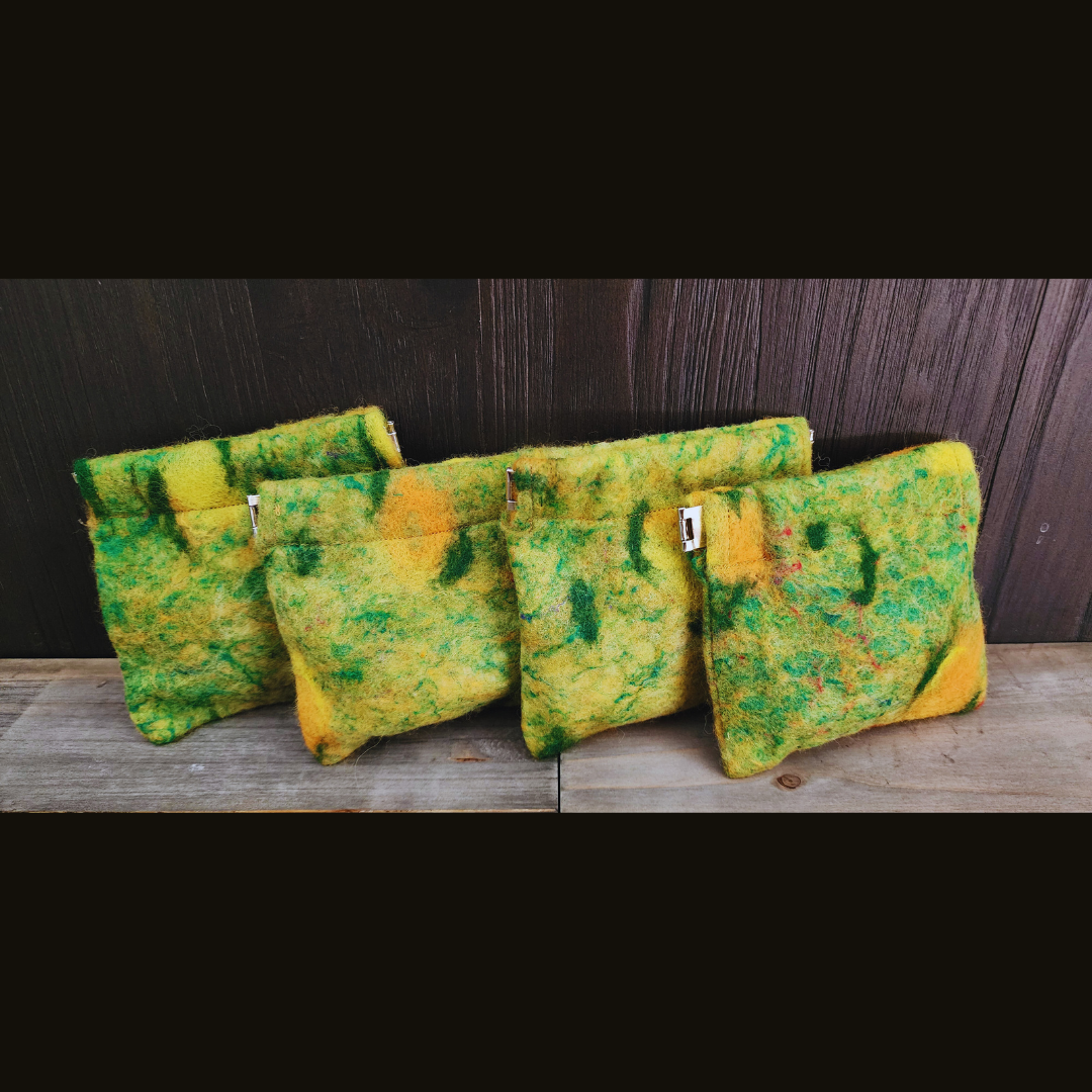 BATCH 001: Wet Felted Coin Purses with Zipper and Pinch Closure