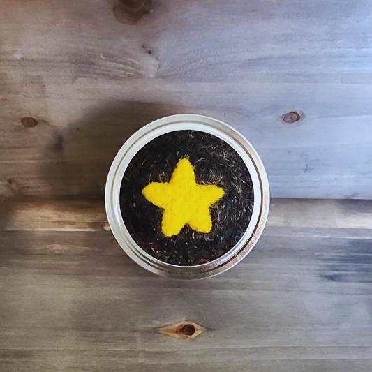 Handmade Galaxy Star Mason Jar Pin Cushion – Needle Felted Wool & Button Storage Jar