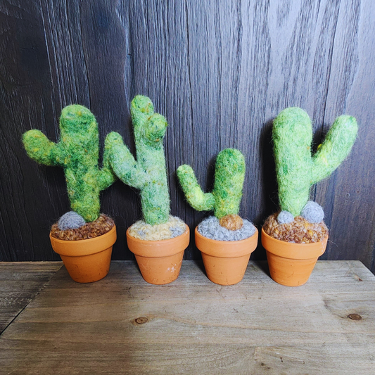 Handmade Potted Wool Saguaro Cactus with Arms