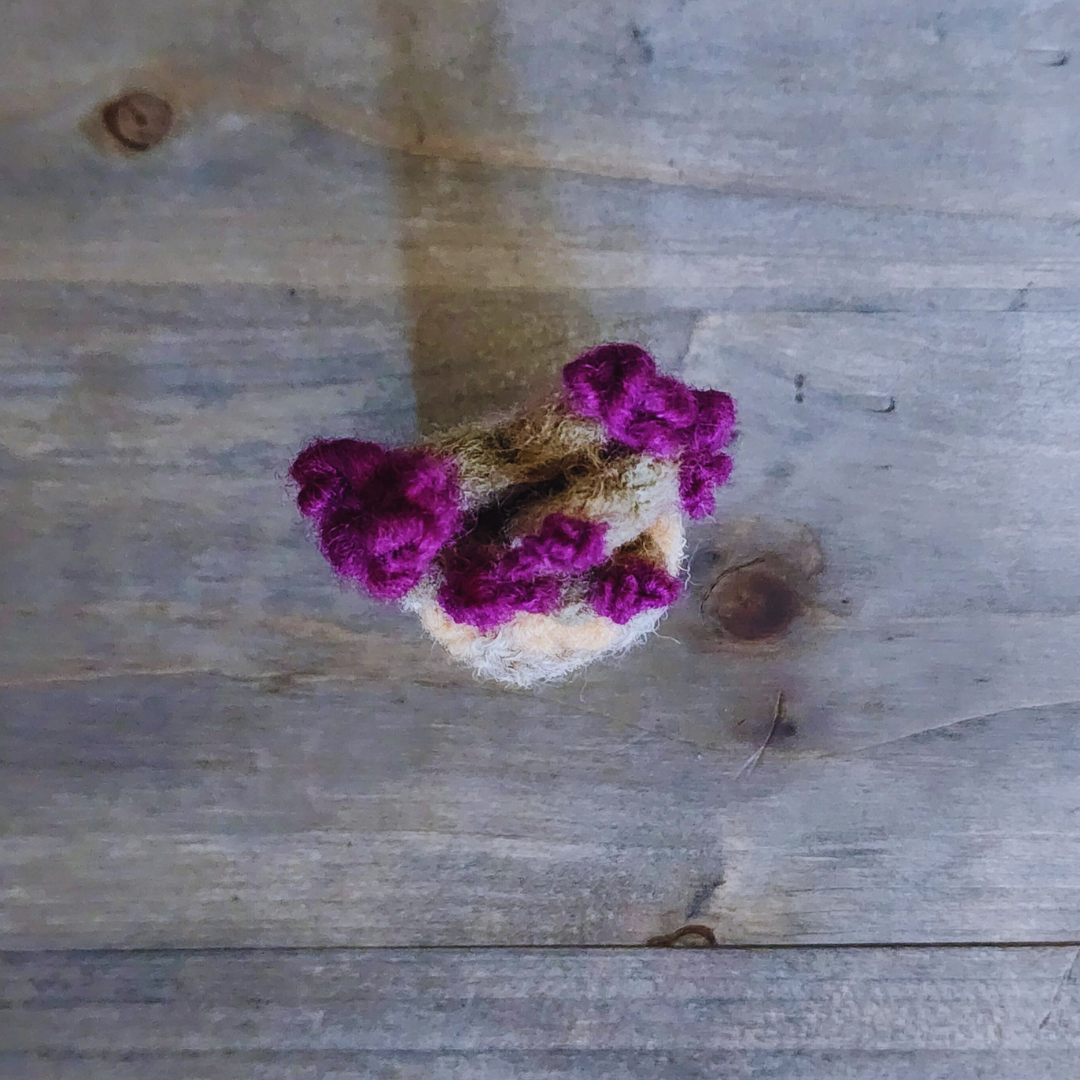 Handmade Wool Flowering Prickly Pear Cactus, No Thorns
