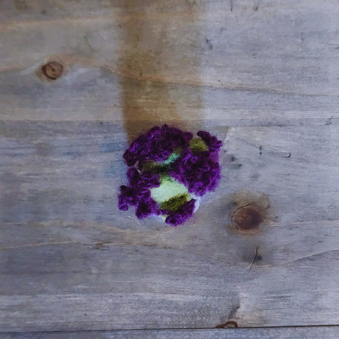 Handmade Wool Flowering Prickly Pear Cactus, No Thorns