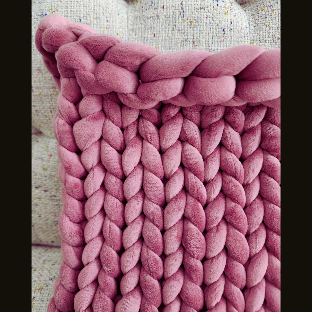 Large Single Stitch Mauve Velvet Chunky Yarn Crossbody Bag