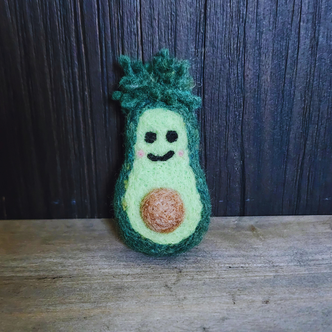 Handmade Needle-Felted Baby Avocado Keychain & Bag Charm