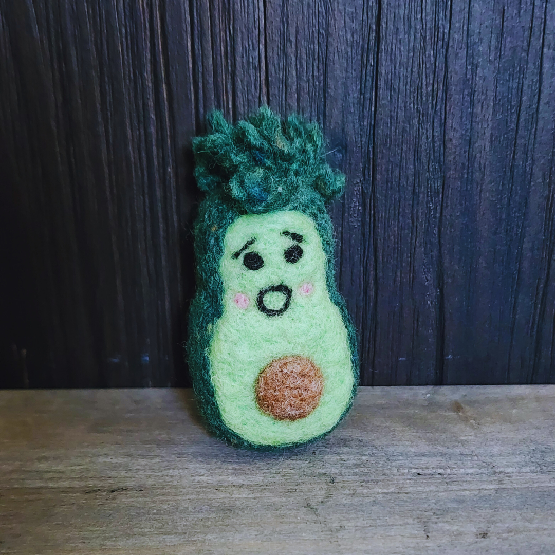 Handmade Needle-Felted Baby Avocado Keychain & Bag Charm